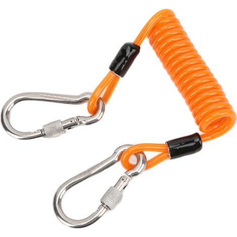 Corde de sécurité pour équipement de plongée avec mousquetons rapides en acier inoxydable - Couleur orange (1/5)