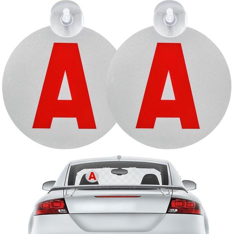2 Pièces Disque de Signalisation Jeune Conducteur Disque-A avec Ventouse, Protection Antivol et Anti-UV, Réflexion Nocturne (1/5)