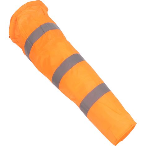 Manche à air réfléchissante orange en polyester de 80 cm, idéale pour mesurer la direction du vent en extérieur, notamment dans les aéroports. (1/5)