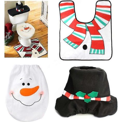 Décoration de Noël fantaisie pour toilettes (bonhomme de neige) (blanc, 3 pièces) (1/5)