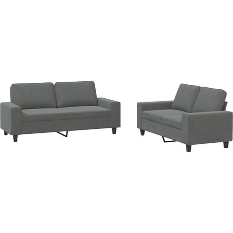 vidaXL Set di Divani 2 pz Grigio Scuro in Tessuto (1/5)