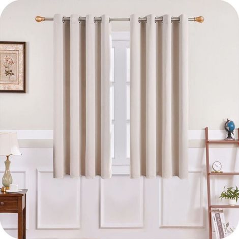 Rideau Occultant Thermiques. 2 Panneaux Rideaux Courts Isolant Anti Froid et Anti Bruit à Oeillets pour Salon. Chambre Enfant ou Adulte. Dressing (140 x 160cm. Beige Écru) (1/5)