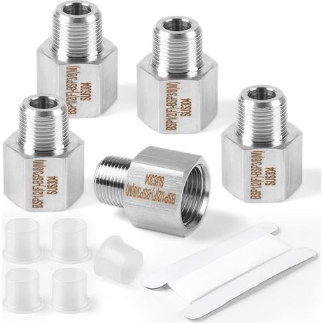 5 Pcs 1/2 "femelle BSP x 3/8" mâle BSP filetage forgé en 304 acier inoxydable réducteur connecteur hexagonal, Raccord de Tuyau Rond, Raccord réducteur à douille hexagonale (1/5)