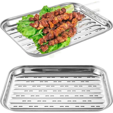 Plaque de cuisson en acier inoxydable, environ 35 x 24,5 cm (2 pièces) (1/5)