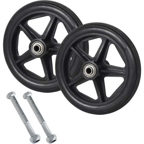 Lot de 2 roues de rechange solides pour fauteuil roulant, roues avant de fauteuil roulant, roues de rechange solides de 15 cm
