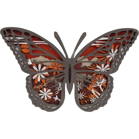 Ornements en bois en forme de papillon creux 3D, artisanat de sculpture innovant, décorations pour la maison (1/5)