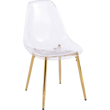 CHICFURN Silla de comedor transparente pack de 4 45x48x81,5 cm acrílico metal dorado (1/5)