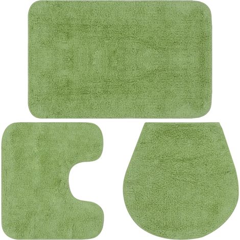 Set tappeto bagno 3 pezzi tessuto verde 020005753