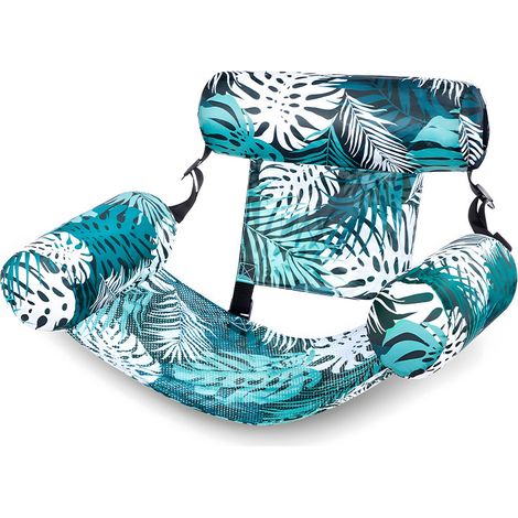 Hamac flottant pliable, tapis de détente pour la plage et la piscine avec coussin de soutien (1/5)
