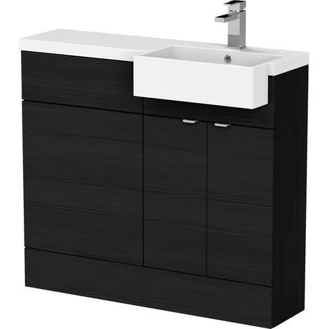 Alrewas Contemporary 2 Door Right-Hand Floor Standing Combination Unit with Basin, Charcoal Black, 1000mm