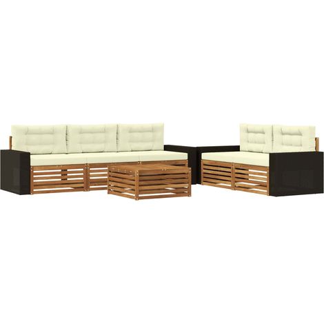 Ensemble de canapés d'extérieur 6 pc Naturel et Crème vidaXL (1/5)