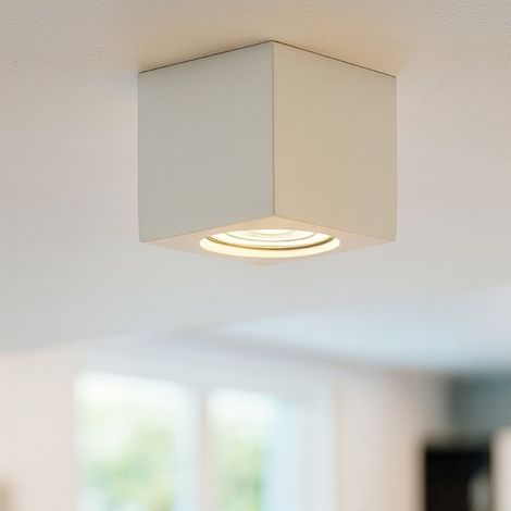 UNIVERSO GS-C90-Q PORTAFARETTO QUADRATO IN GESSO VERNICIABILE A MONTAGGIO SUPERFICIALE PER LAMPADINE GU10 e GU5.3 (1/5)