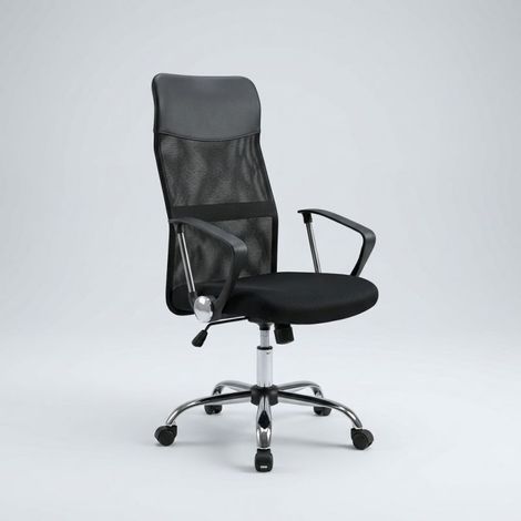 Fauteuil de bureau pivotante tissu mesh noir finitions chromées – SOFT 2 (1/5)