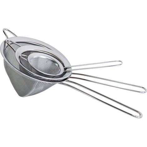 Lot de 3 Passoire Chinoise, Acier Inoxydable, Mailles Fines, Diamètres 8 12 16 Cm, Poignées Confortables, Cuisine (1/5)