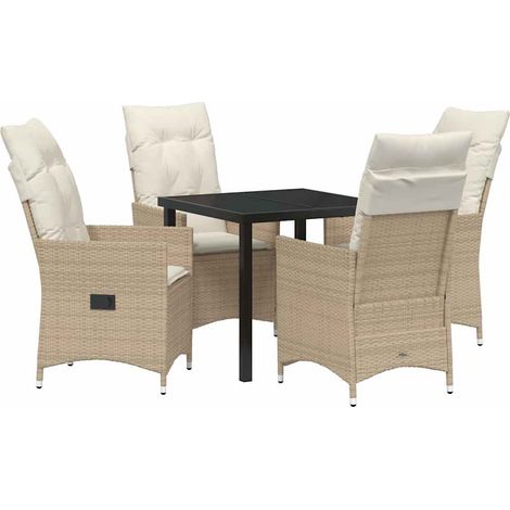 Maison Exclusive - Set da Pranzo per Giardino con cuscino 5 pcs Beige polyrattan (1/5)
