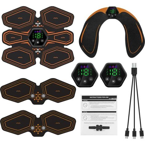 Stimulateur musculaire abdominal EMS, appareil de musculation des hanches, écran LCD, port USB, pour l'entraînement des abdominaux, le fitness à domicile, la musculation du corps, corset amincissant 0