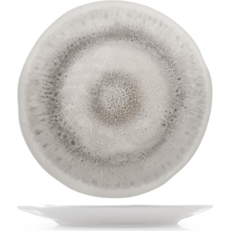 Lot de 6 assiettes à fruits selene en mélamine effet réactif gris Ø23 cm – Résistantes et légères, lavables au lave-vaisselle, idéales pour les fruits, les gâteaux et les apéritifs