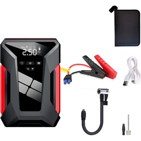 Mini compressore d'aria cordless Toivize da 150 PSI con display digitale, modalità multiple, spegnimento automatico, batteria da 39800 mAh, luce LED e funzione power bank. (1/5)