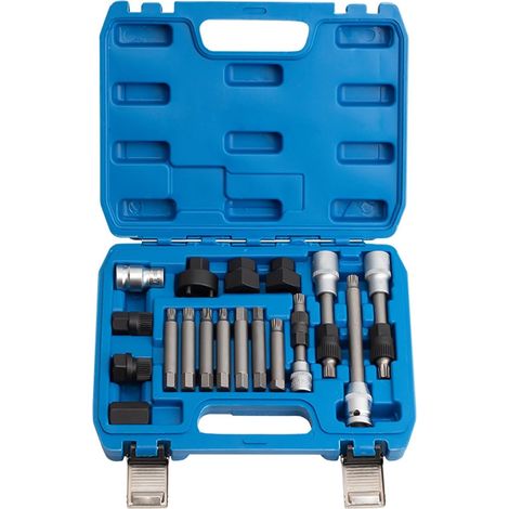 Lot de 18 outils de démontage de poulie de générateur de voiture en métal pour mécaniciens professionnels et bricoleurs (1/4)