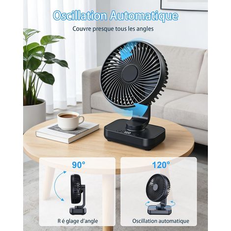 Ventilatore da Tavolo USB Ricaricabile 3600mAh – Motore Brushless Silenzioso 30dB, Oscillazione 120° e Display Digitale – Design Moderno in Plastica di Qualità – Ideale per Ufficio e Camera da Letto (1/5)