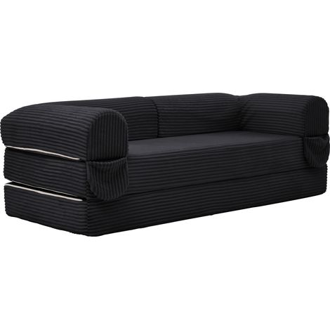 Sofá cama convertible de 2 plazas en pana negra MODENUIT (1/5)