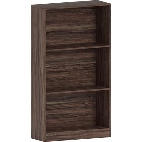 Cambridge 3 Tier Medium Bookcase Shelving Storage Unit, Walnut (1/5)