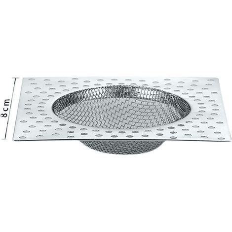 1 x 8cm stainless steel floor drain filter, for bathroom and kitchen, anti-blocking, debris collector, with mesh cover. (1/5)