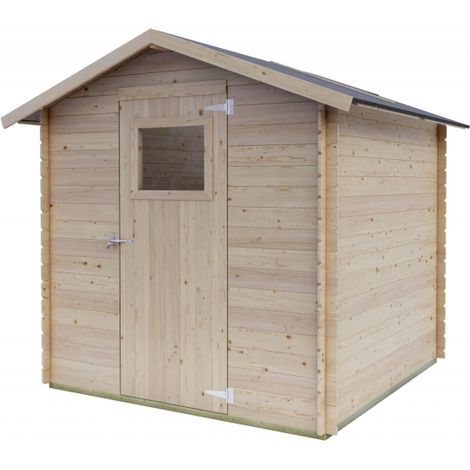 Casetta in legno da giardino 198x198 cm – Pareti 16 mm – Porta plexiglas – Con armatura – Abete naturale (1/3)
