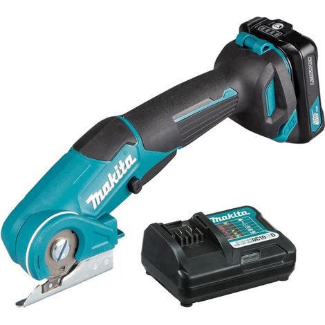 Makita – Découpeur universel CXT 12V CP100DWA – Découpe de moquette et tissus fins jusqu'à 6 mm – Moteur CXT léger et puissant – Poignée Soft Grip