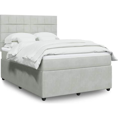Boxspringbett mit Matratze Hellgrau 160x200 cm Samt