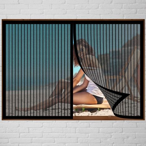 Moustiquaire Fenêtre Magnétique 112 x 112 cm Moustiquaire sur Mesure Sans Percer Facile à Installer Porte Anti Insecte pour Les Types de Fenêtres, Noir (1/5)