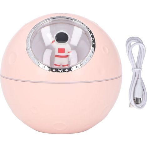 Niedlicher Astronauten-Luftbefeuchter, 300 ml, 2 Geschwindigkeitsstufen, leise, mit Diffusor und Nachtlicht, rosa (1/5)