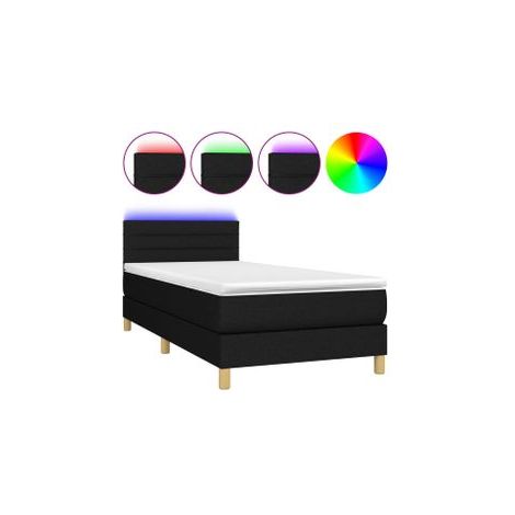 Sommier à lattes de lit avec matelas et LED Noir 80x200 Tissu (1/5)