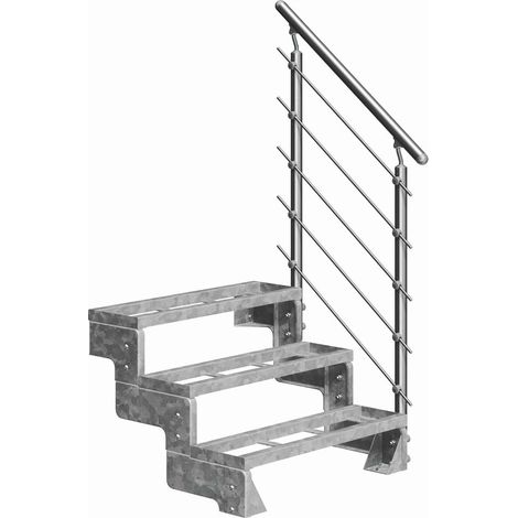 Dolle Außentreppe Gardentop 54-66cm Geschosshöhe mit Einlegerahmen 80cm breit mit Prova-Geländer