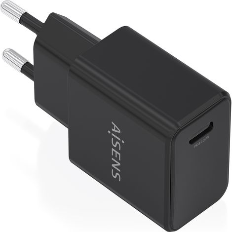 AISENS Cargador GaN USB-C PD3.0 1xUSB-C 20W, Negro