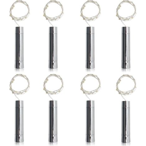Lot de 20 guirlandes lumineuses LED en forme de bouchon de vin, alimentées par piles AA, longueur minimale de 1 mètre, blanc pur