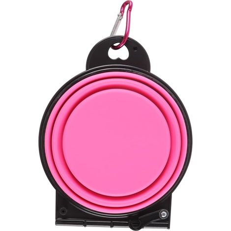 Gamelles Pliables 2 en 1 pour Chien, Accessoire De Voyage Portable pour Chien, Accessoires De Camping Pliables pour Animaux De Compagnie, Gamelle Portable avec Mousquetons, Rose (1/5)