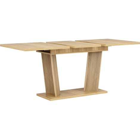 Tavolo da pranzo allungabile moderno in MDF e metallo 120-160 x 80 x 76 cm effetto legno naturale (1/5)