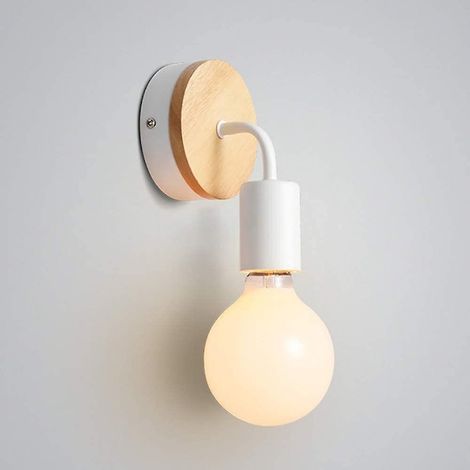 Applique murale moderne E27 Edison en métal, style loft, LED, bois, jaune (1/5)
