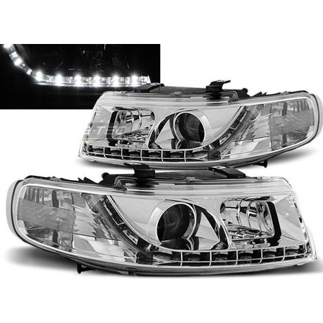 Paire de feux phares Seat Leon / Toledo 99-04 Daylight led chrome-27361803 (1/2)
