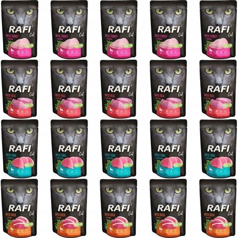DOLINA NOTECI RAFI Cibo umido per gatti, mix di gusti 20 x 100 g
