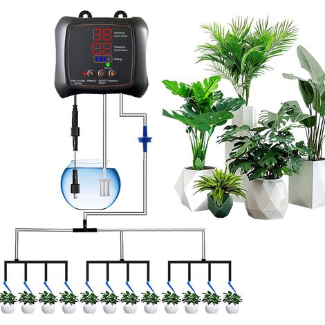 Système d'arrosage solaire, kit d'arrosage automatique pour plantes, irrigation goutte-à-goutte automatique,convient également pour l'arrosage des plantes en pot sous serre durant les vacances(12 pots