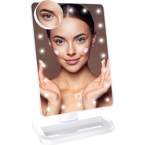 Specchio Per Trucco A Led MINKUROW Specchio Portatile Dimmerabile Con Sensore Tattile Di Ingrandimento 10x. Nuovo (1/5)