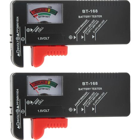Lot de 2 testeurs de piles à aiguille portables pour piles boutons AA, AAA, 1,5 V et 9 V (1/5)