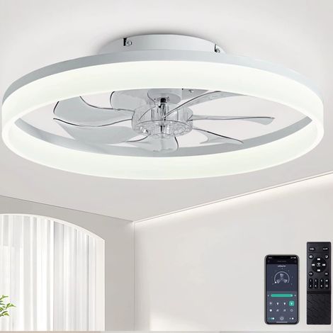 Ventilateur suspendu, 40 cm, avec lampe et fonction silencieuse, réglable en luminosité, 3 couleurs pour toutes les saisons. (1/5)