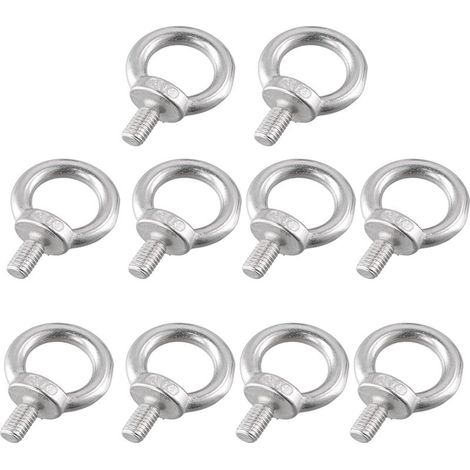 10 Pieces Ring Bolt, M6 Eye Bolts, Eye Screws, Lifting Ring 304 Stainless Steel, for Marine Bolts and Engineering Lifting Equipment (M6X10) (1/5)