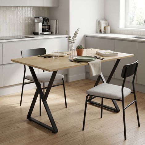 Pieds de table en acier, 60 x 72 cm, lot de 2 pieds de bureau en forme X avec patins réglables et vis, noir (1/5)