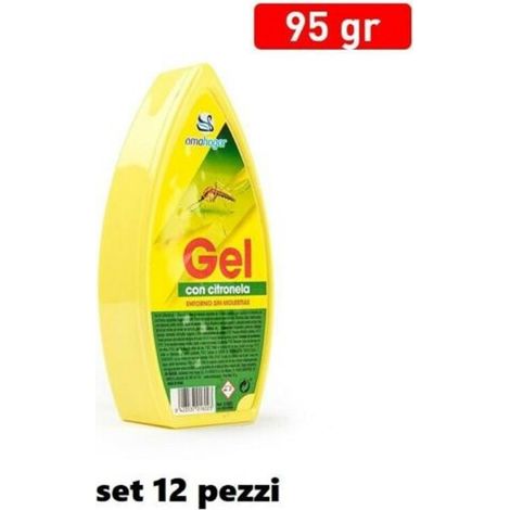 TRADE SHOP - Set 12 Deodoranti Gel Profumo Ambiente Citronella Anti Zanzare 95 Gr. -