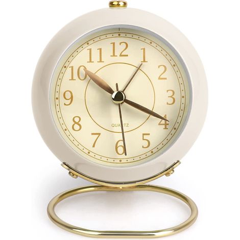 Petite horloge de table, réveil de table classique silencieux, horloge de bureau astronaute à piles pour salon, chambre, table de chevet, décoration intérieure, blanche