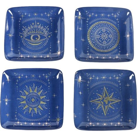 Lot de 4 coupelles étoiles en porcelaine bleue pour apéritif et dessert 12 x 12 x 2 cm - PANGIVO (1/4)
